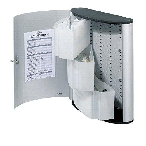 DURABLE 197423 - Armoire de premiers soins remplie modèle L en métal argenté avec matériel de bandage DIN 13157 et kit de montage mural_0