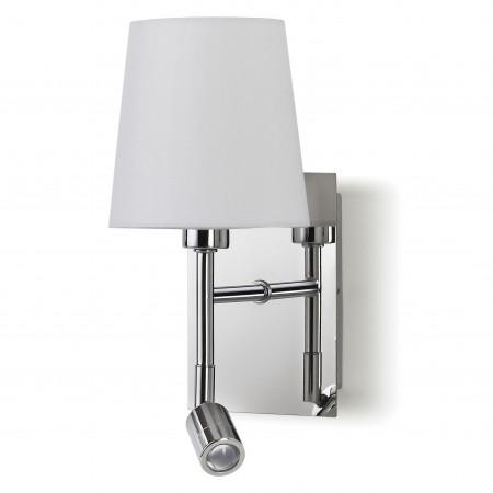 Applique moderne EDA LED avec abat-jour en tissu et structure en métal - 3W 3000K + E27 - Double éclairage avec prises USB - Coloris blanc_0