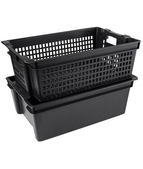 Bac de rangement empilable grand format 38L - Bornes et Balises - plastique recyclé - ajouré_0