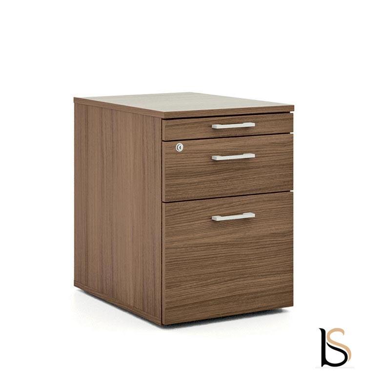 Caisson mobile 2 tiroirs  + 1 tirette plumier - QUADRIFOGLIO - Noyer Canaletto_1