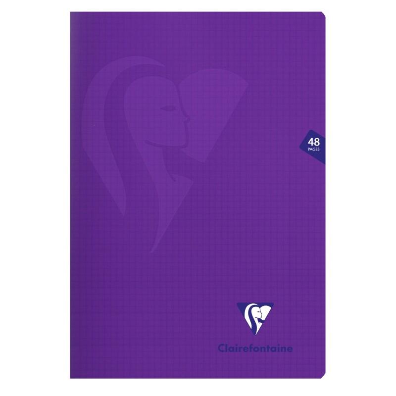 Clairefontaine Lot de 10 Cahier Mimesys A4, 48p./24 feuilles 90 g/m² piquées, coloris assortis (6), quadrillé 5x5 - 3329683031024_0