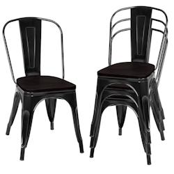 Décoshop26 - 4 chaises salle à manger empilables style industriel en acier 51x44x85 5cm noir 20_0000071 - noir 3001062669607_0