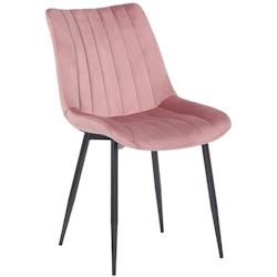 Décoshop26 - Chaise de salle à manger x1 couture décorative vertical avec pieds en métal noir mat et assise en velours rose 10_0002328 - noir 3000_0