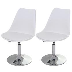 Décoshop26 - Lot de 2 chaises de salle à manger pivotantes réglable en hauteur PVC blanc piètement chromé 04_0000272 - blanc 3000252318981_0