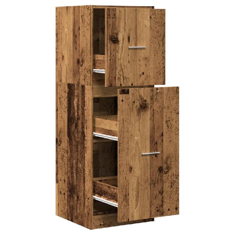 Helloshop26 - Armoire d'apothicaire multifonctionnelle rangement 40 x 41 x 118 cm finition vintage en bois d'ingénierie vieux bois 02_0050644 - méta_0