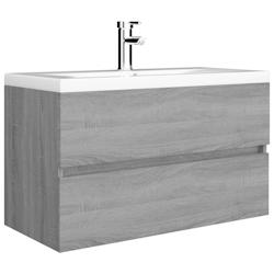 Helloshop26 - Meuble lavabo avec bassin intégré 80 x 38,5 x 45 cm gris bois d'ingénierie 02_0006878 - 3000372524637_0
