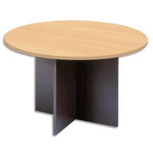 Mt international table ronde de réunion mt3 confort pieds panneaux croix d120 x h76 cm hêtre anthracite_0