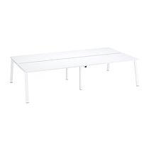 Pôle de 4 bureaux droits blanc L 160 x P 80 cm, piétement métal blanc - Arch_0