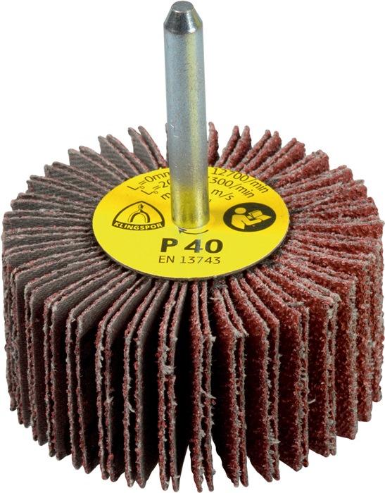 Roue à  lamelles KM 613 D.40xH20 mm granulation 80 corindon D. De la tige 6 mm KLINGSPOR_0