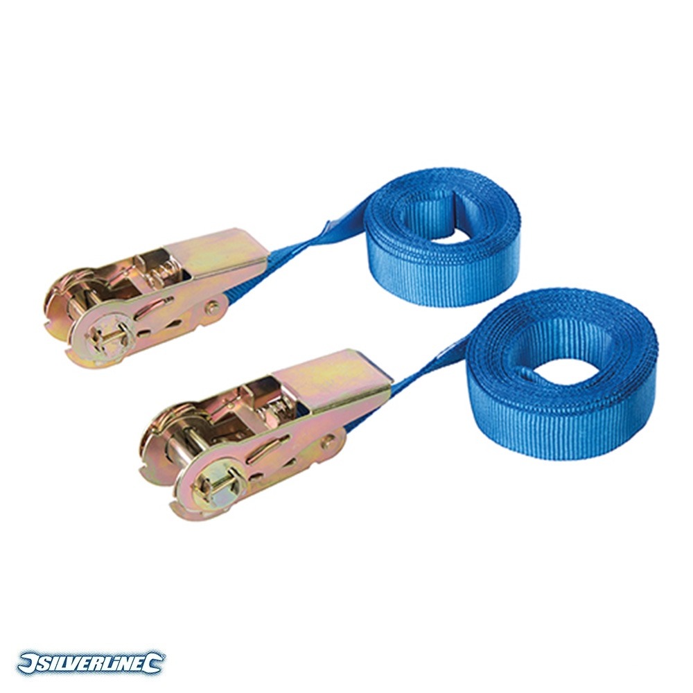 Sangles d'arrimage Silverline - polyester ultra-résistant et imperméable avec cliquet en acier_0