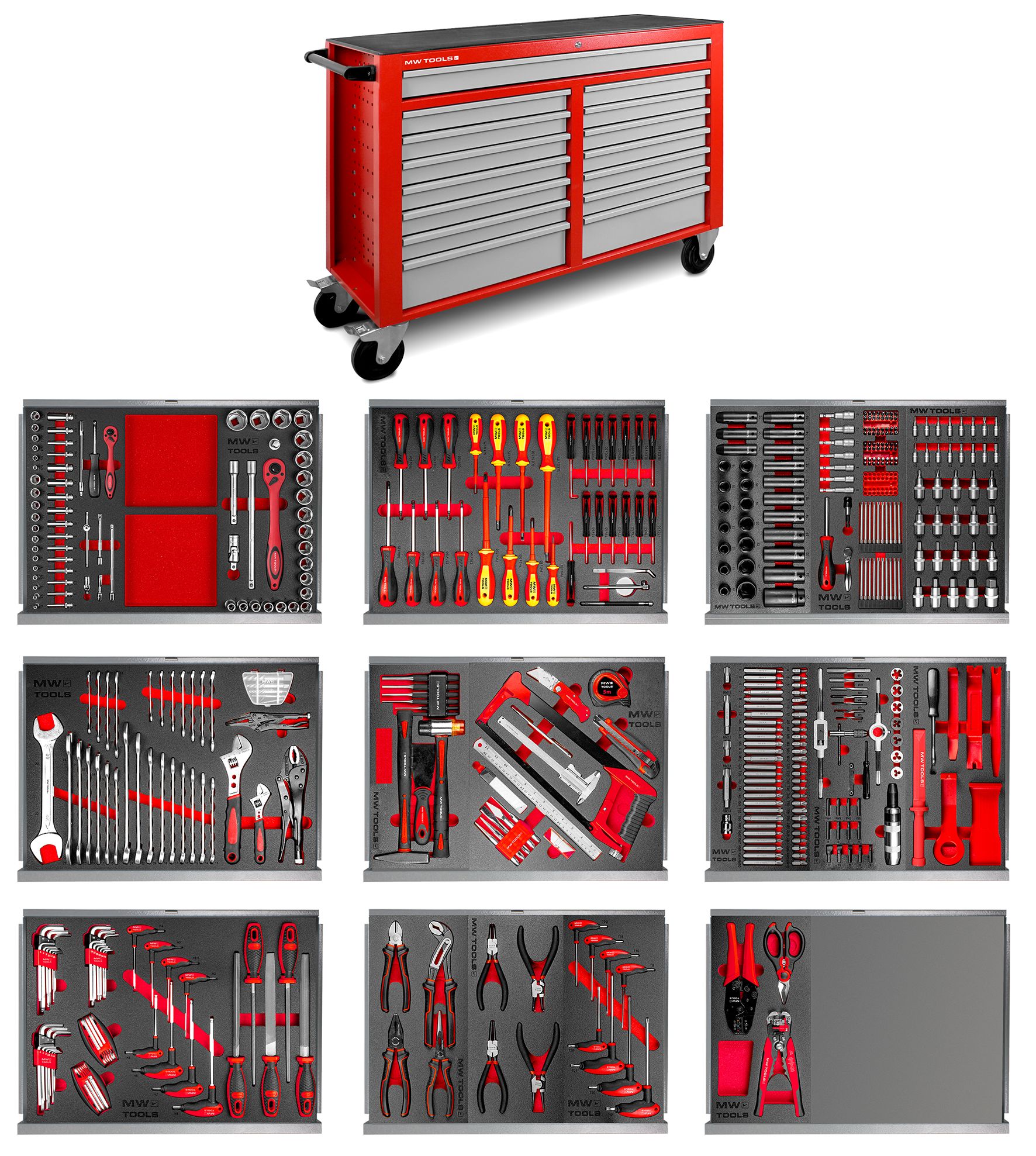 Servante d'atelier Idw tools grey 6 tiroirs plein d'outils + 1