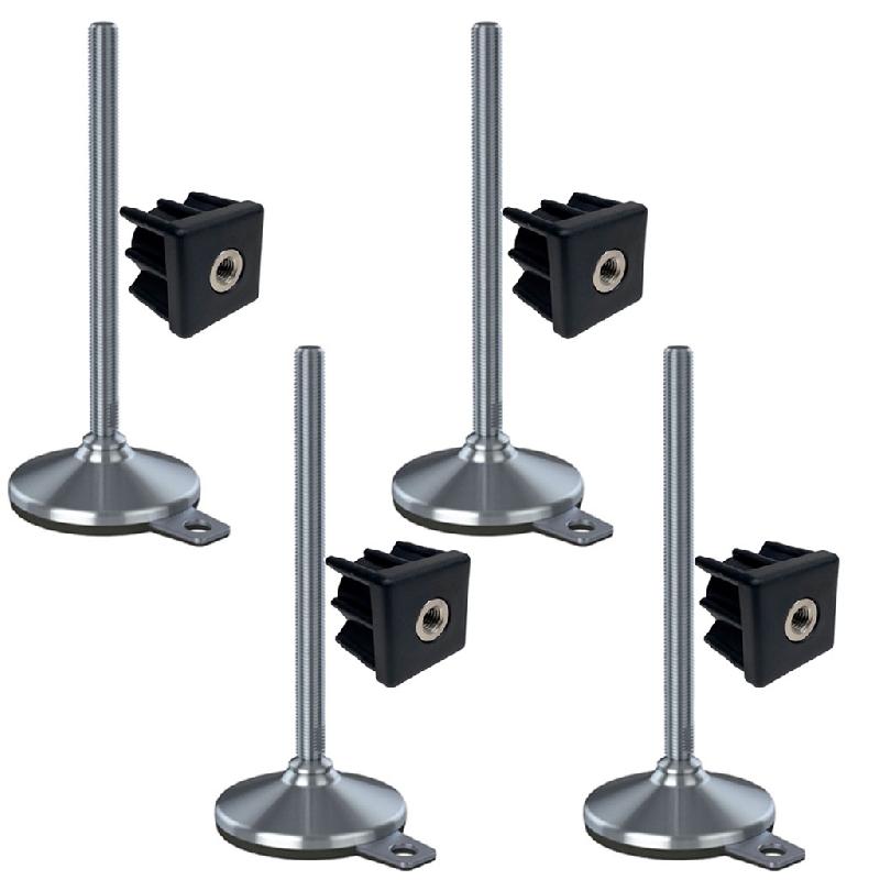 Pied en acier inoxydable 16x230x105mm, tampon et trou de fixation+inserts 40x40x2.0mm -Set of 4_0