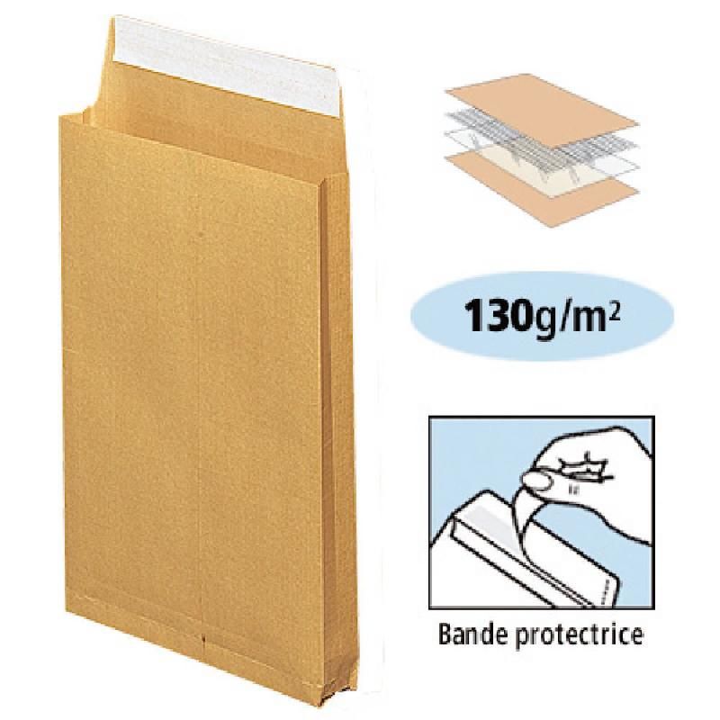 STAPLES POCHETTE À SOUFFLET KRAFT BLOND ARMÉ - STAPLES - 280 X 380 MM - SANS FENÊTRE - SOUFFLET 5 CM - 130 G/M2 - BOITE DE 50