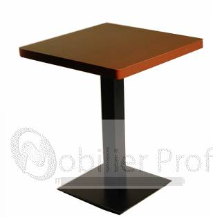 Table en bois medium stratifié - Dimensions : 100x60, 60x60 ou 55x55 cm - Pied carré lisse noir - Coloris variés_0
