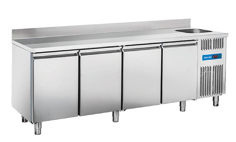 Table réfrigérée positive 4 portes avec évier et dosseret gn1/1 inox 630l - RC 4200LV - CH_0
