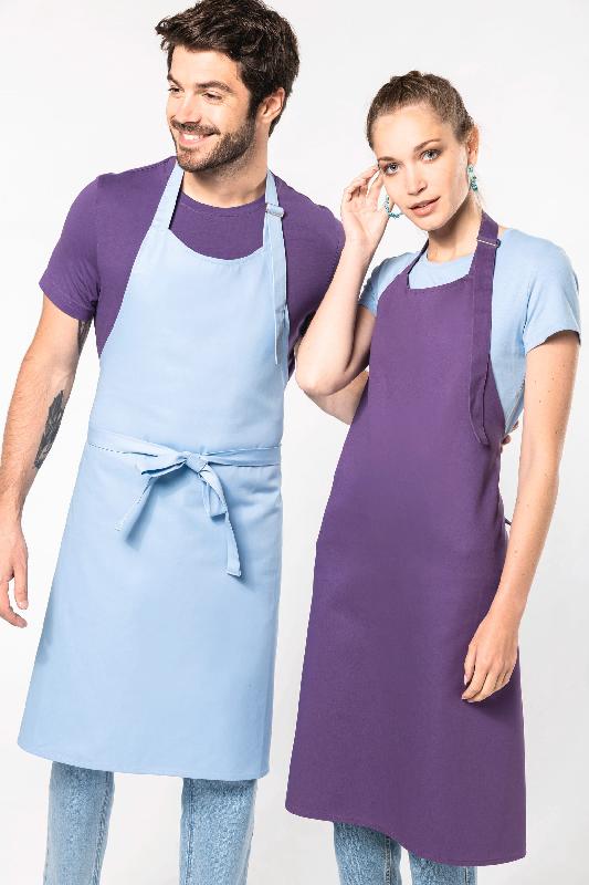 Tablier coton sans poche - Réf: K895 - Ajustable avec boucle en métal - 100% coton - Couleur Denim_0