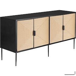 TecTake GmbH tectake Buffet JUNA portes effet jute avec 2 compartiments de rangement  noir/marron - 405894 - noir Bois massif 405894_0