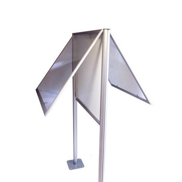Vitrine extérieure sur pieds à visser - double face - cadre anodisé 8 x A4 - serrure Rolléco_0