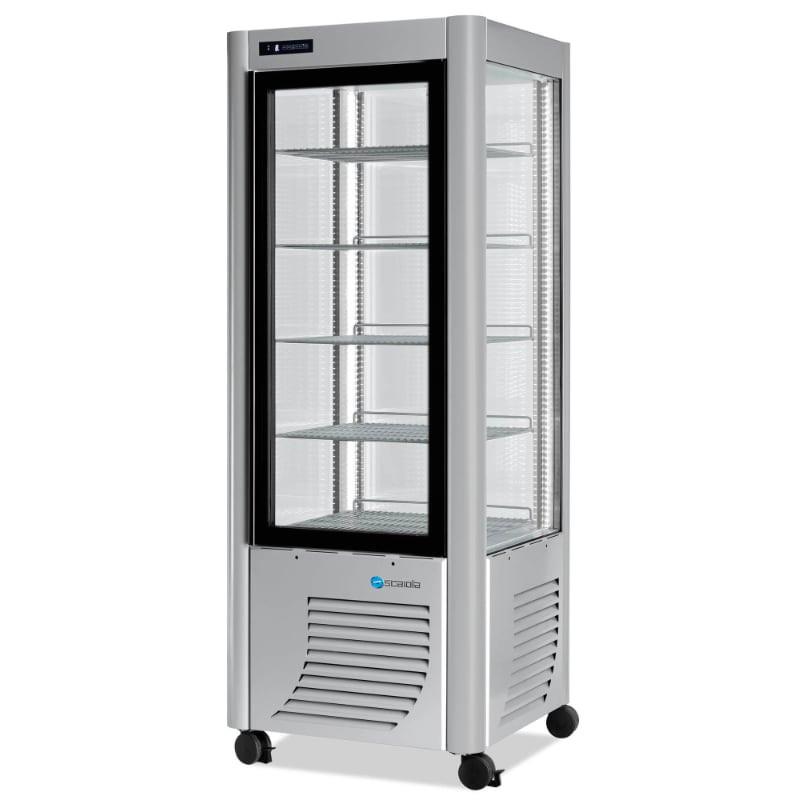 Vitrine réfrigérée professionnelle SCAIOLA - 400 litres - 4 faces vitrées - Plateaux tournants - Froid ventilé_0
