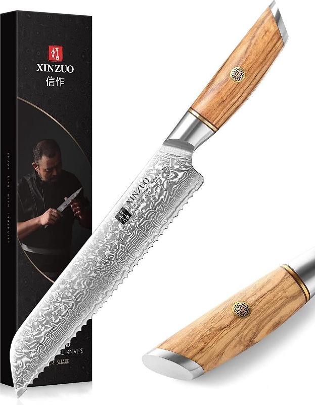 XinZuo - Couteau à pain Damas - Série B37 Lan - multicolore multi-matériau B37-MB_0