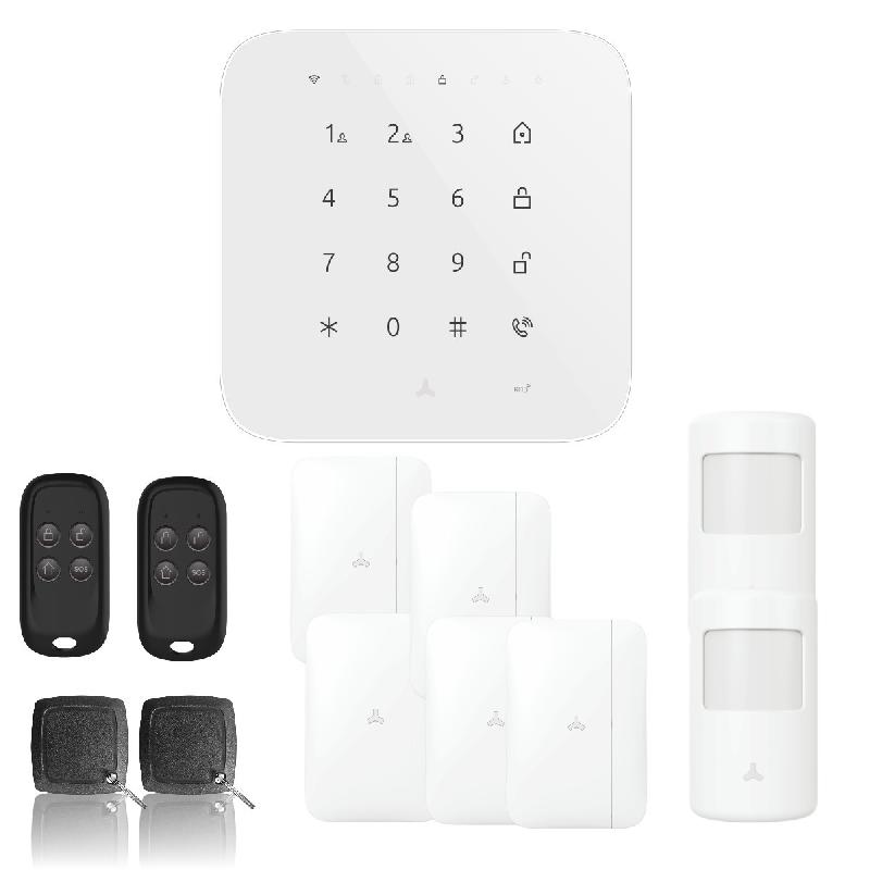Alarme maison Wifi et GSM 4G sans fil connectée Casa - Kit 6 avec centrale, détecteurs et télécommandes_0