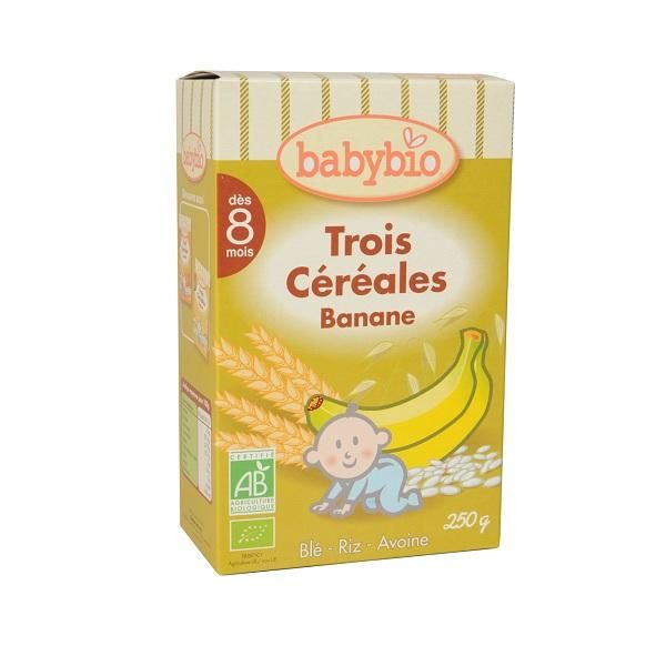 BABYBIO BABYBIO TROIS CÉRÉALES BANANE OU CAROTTE CÉRÉALES BÉBÉ