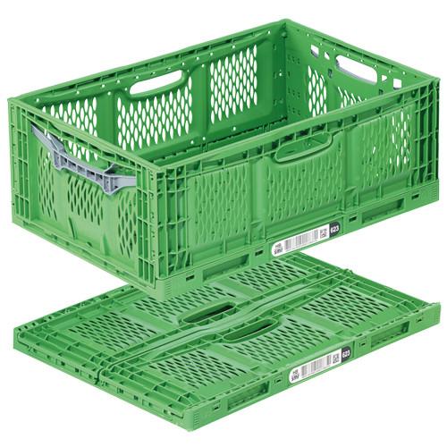 Bac plastique pliable ajouré vert 600 x 400 x 230 mm - Réf : BAC159BP6423000_0