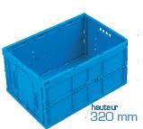 Bac pliable bac147bp6432000 - 66L - bleu - poignées ouvertes - dimensions intérieures 570x370x315 mm_0