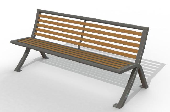 Banc public en lames compact - structure acier - galvanisation à chaud - thermolaquage RAL 7016 - livré en kit à monter_0