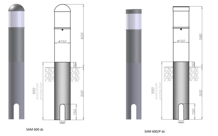 Borne lumineuse d'éclairage public - électrique SAM 600 - HID / halogène / fluorescente - 23 à 100 W - aluminium anodisé - hauteur 0,6 m_0