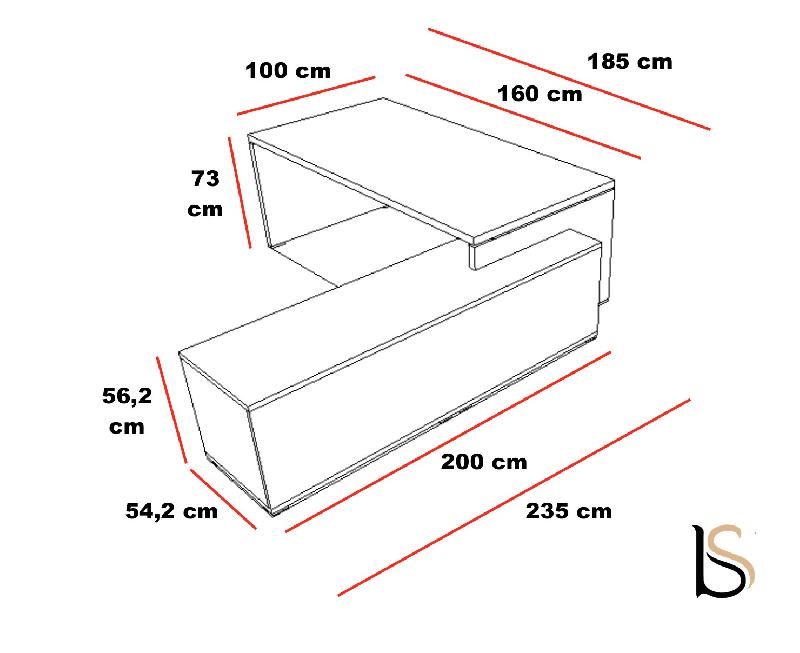 Bureau pour manager bicolore TAK - Mobel Linea - 185, Gauche, Chêne grisé_1