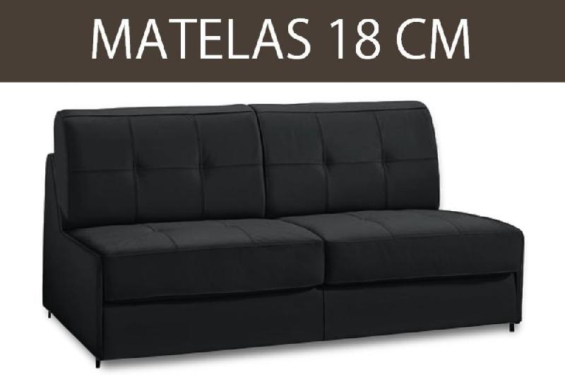 CANAPÉ LIT COMPACT 3 PLACES DENSO EXPRESS 140CM CUIR VACHETTE NOIR MATELAS 18CM_0