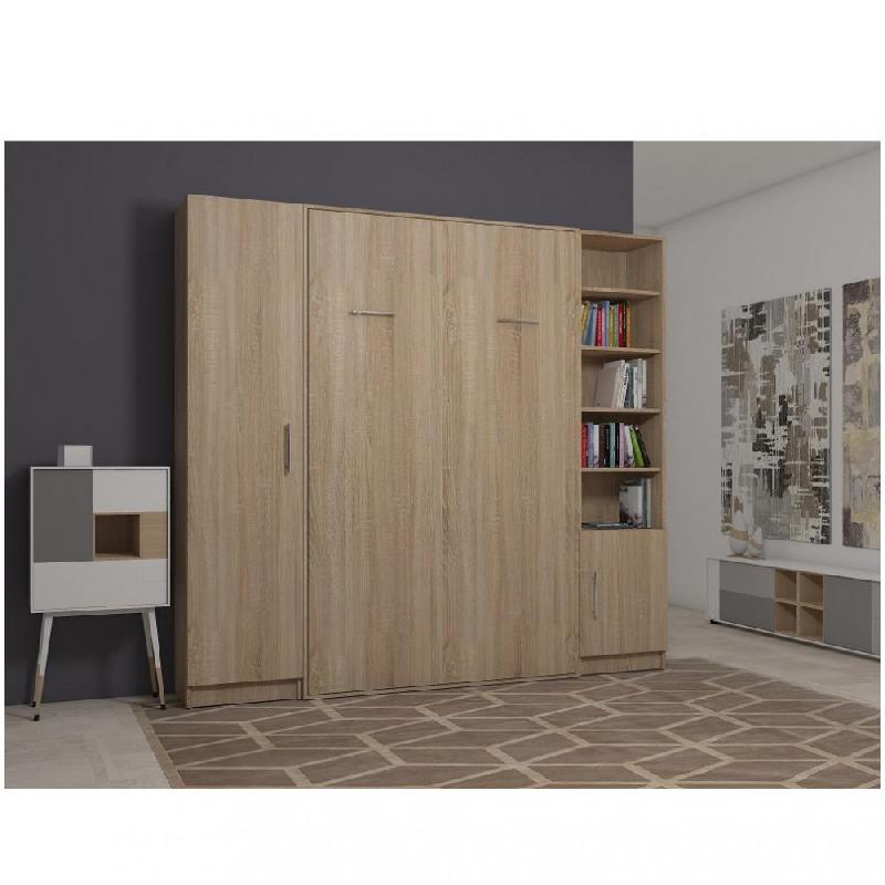 COMPOSITION ARMOIRE LIT ESCAMOTABLE SMART-V2 CHÊNE NATUREL COUCHAGE 140 X 200 CM_0