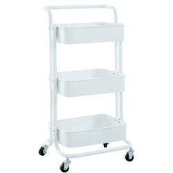 Décoshop26 - Chariot de service desserte sur roulettes rangement cuisine 3 niveaux en métal blanc 10_0003066 - blanc 3000251379204_0
