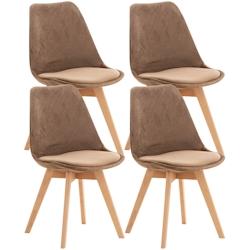 Décoshop26 - Lot de 4 chaises de salle à manger design scandinave en tissu velours marron pieds bois clair CDS10381 - marron 3000438169604_0