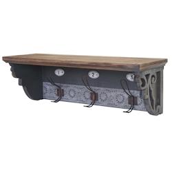 Décoshop26 - Porte-manteau mural avec 3 crochets bois de sapin vintage massif 22x60x18cm 04_0000975 - 3000563432697_0