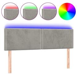 Décoshop26 - Tête de lit accessoire couchage chambre à coucher meuble à LED 144 x 5 x 78/88 cm tissu velours gris clair TDL0201397 - gris 30004343_0