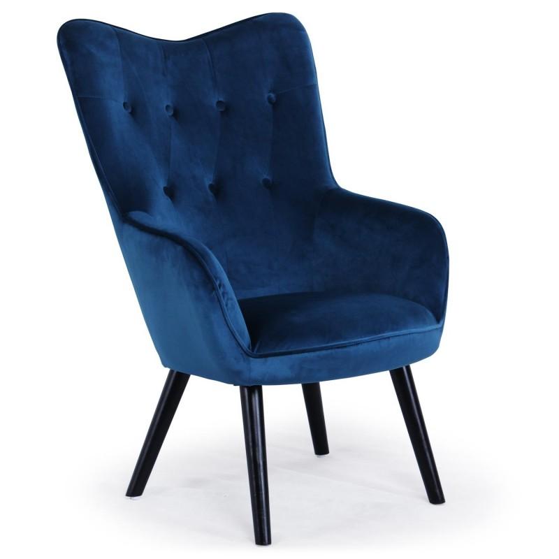Fauteuil scandinave velours Vianey 67cm bleu - Design contemporain - Paris Prix_0