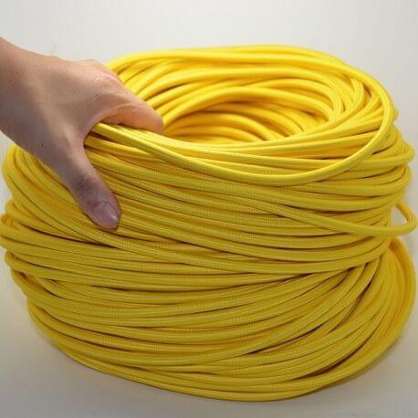 Fil électrique tissé jaune vintage - Look rétro en tissu - Section 0,75mm - Vendu au mètre_0