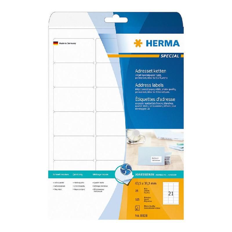 HERMA ETIQUETTES SPÉCIAL JET D'ENCRE - HERMA -  63,5 X 38,1 MM - BOITE DE 525