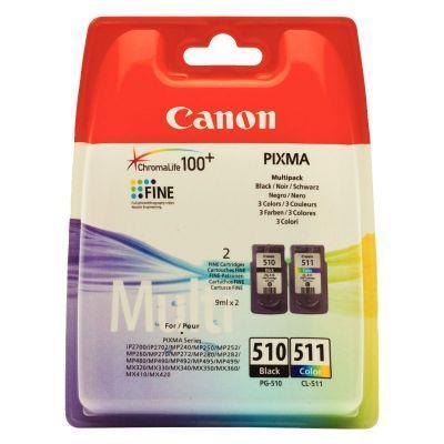 Lot de 2 cartouches jet d\'encre à la marque Canon PG510 / CL511 noir cyan magenta et jaune_0