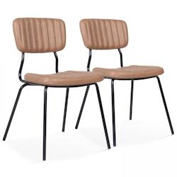 Oviala Business Lot de 2 chaises en textile enduit marron clair - marron textile 108244_0