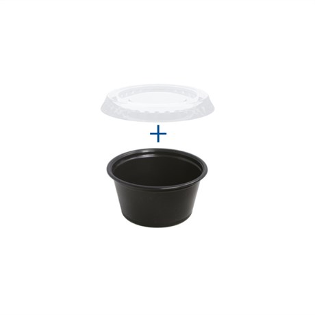 PETIT POT + COUVERCLE 60 ML D.6.2 CM PP NOIR (VENDU PAR 24 LOTS DE 50)