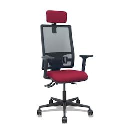 Piqueras y Crespo Silla Bormate asincro malla negra asiento bali granate brazos 2D ruedas 65mm cabecero regulable - rouge multi-matériau 405ASM840B93_0