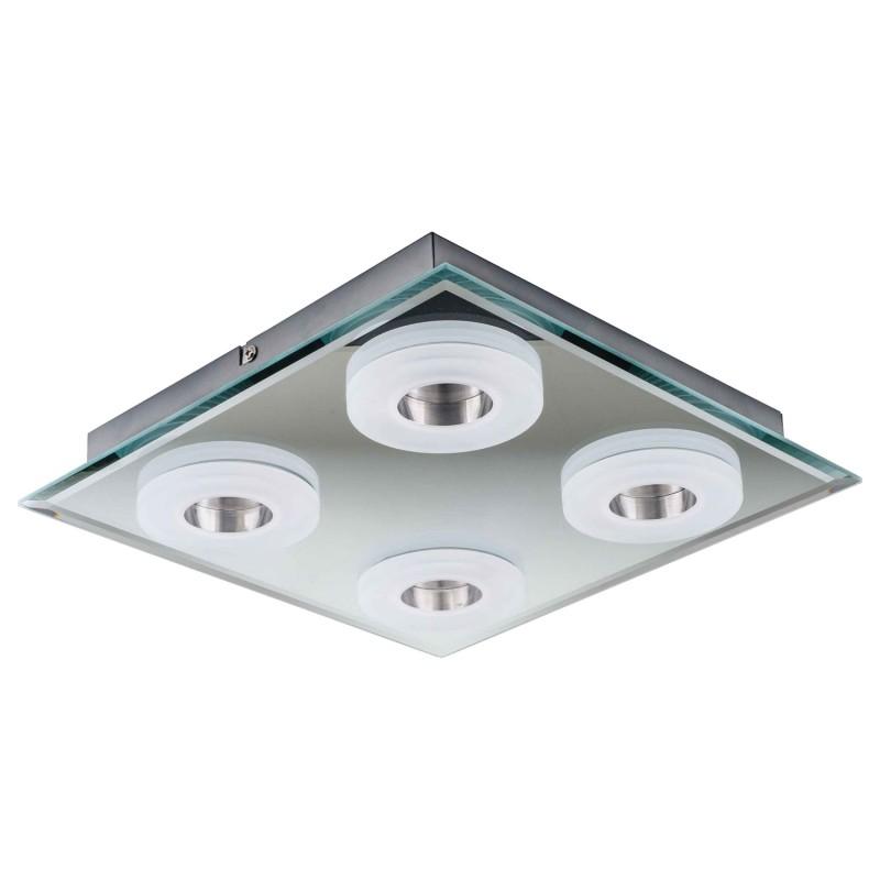 Plafonnier 4 têtes design LED Vito 30cm - Chrome & Blanc - Paris Prix_0