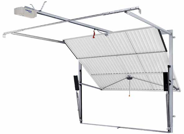 Porte basculante débordante avec rails de guidage de plafond_0