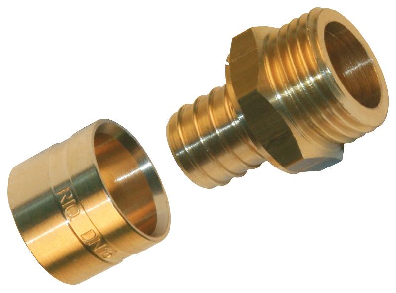 Raccord droit à glissement en laiton M 15 x 21 - pour tube PER - norme ACS_0