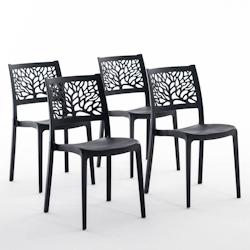 RATTATAN Set 4 Chaises en polypropylène avec fibre de verre empilables pour extérieur et jardin, bar et restaurant, cuisine design moderne - FLORA -_0