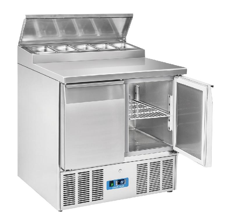 Saladette réfrigérée pour sandwichs 2 portes gn1/1 inox capacité 5x gn1/6 239 l - CRS 90A - CH_0
