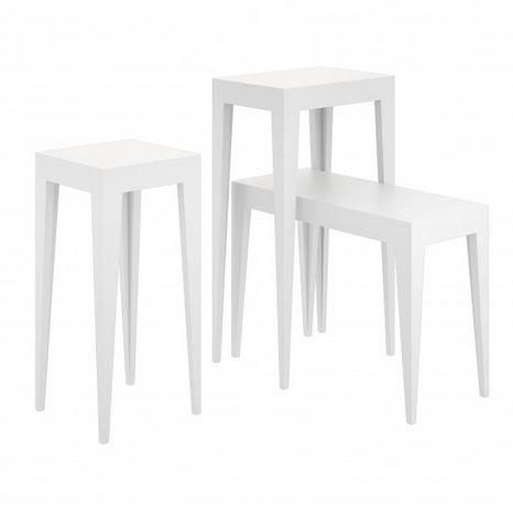 Sellette Philosophy PM et GM - Présentoirs en métal époxy noir/blanc avec tablette stratifiée CINDARELLA_0